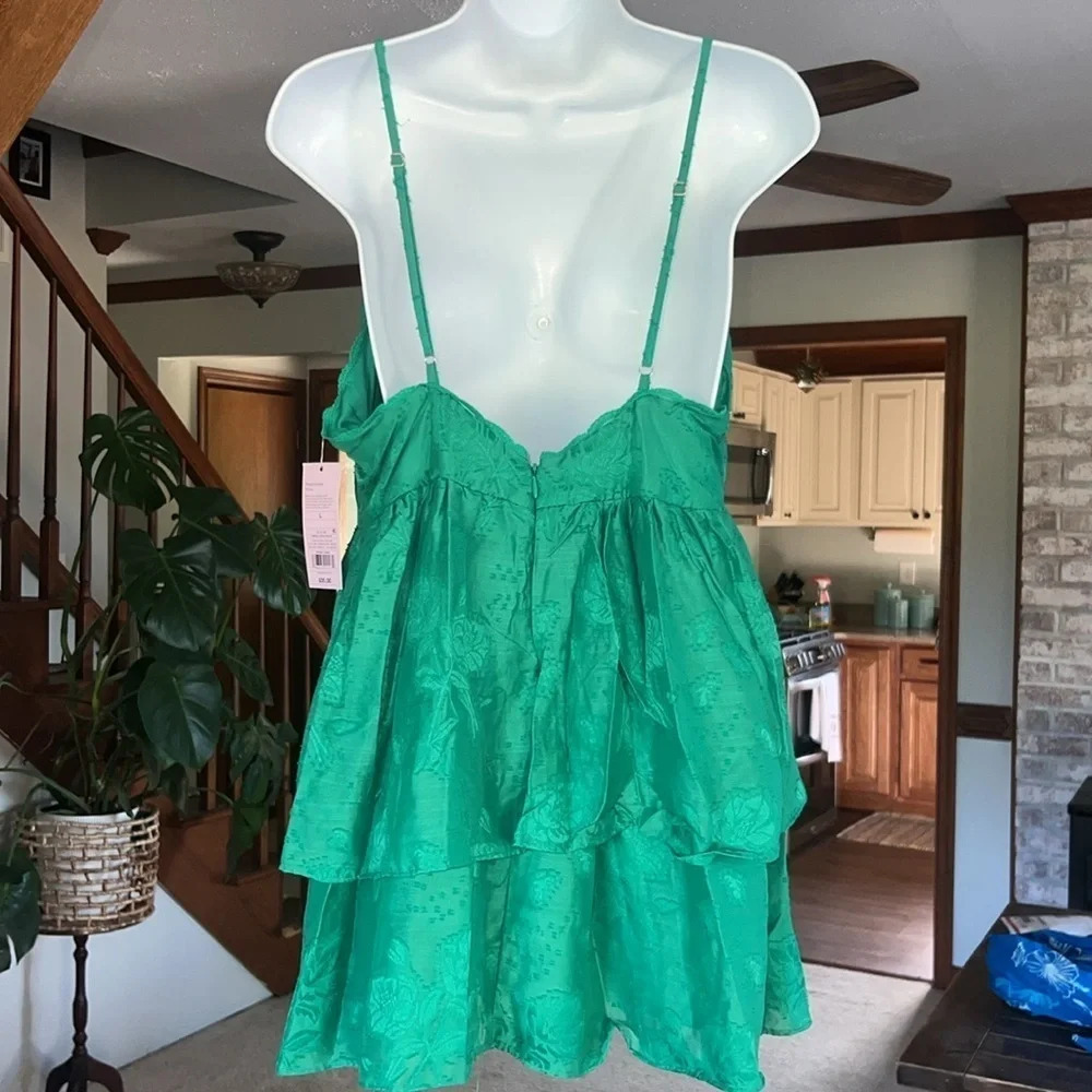 Wild Fable Women's Sleeveless Tiered Fit & Flare Dress Emerald Green Large NWT - Picture 5 of 13
